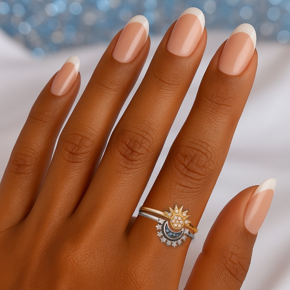 🆕️Enchanting Trending Celestial Sun & Moon S925 Sterling Silver Zirconia Rings - Picture 9 of 17